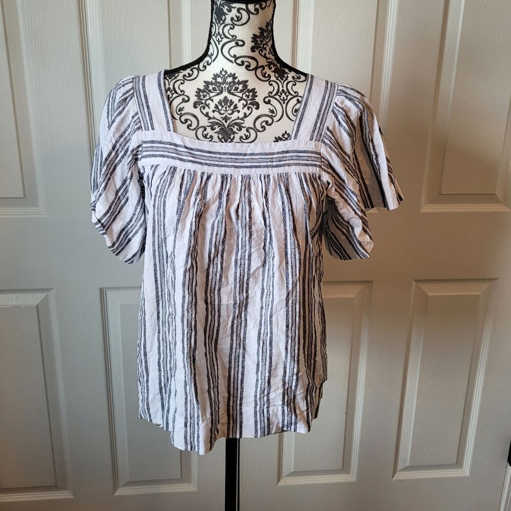 Loft Linen blend striped top